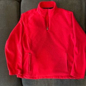Land’s End Women's Fleece Quarter Zip Pullover, with draw string bottom.
